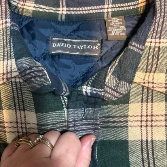 David Taylor Men's Plaid Shirt Jacket in Navy and Burgundy - Picture 3 of 9